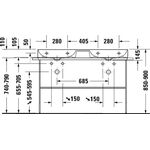 Duravit Doppelwaschtisch DURASQUARE o ÜL m HLB 1200x470mm ohne Hahnloch weiß
