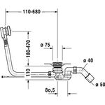 Duravit Ab-/Überlaufgarnitur QUADROVAL mit Bodenzulauf, lang chrom
