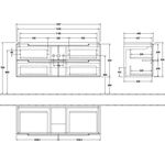 V&B Waschtischunterschrank SUBWAY 2.0 f Schrank-WT 1287x520x449mm Glossy Grey