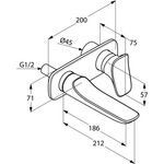 Kludi Zweiloch-Einhandmischer AMBA UP WT Ausladung Wandauslauf 186mm chr