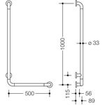 Hewi Winkelgriff SERIE 801 waager. 500mm, senkr. 1000mm apfelgrün