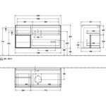 V&B Waschtischunterschrank FINION 1200x603x501mm Regal glos. wh glos. wh
