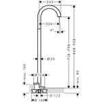 Wanneneinlauf AXOR UNO bodenstehend, gebogen brushed brass
