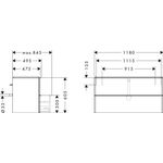 HG Waschtischunterschrank Xelu Q 1180x605x475mm diamantengr ma Gri mweiß