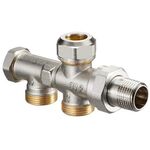 OV Zweirohr-Anschlussstück Duo mit Absperrung M 24x1,5 AG Abstand 35mm