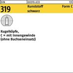 Kugelknopf DIN 319 FormC 40 M10 Ku. sw 10 Stück - VPE: 10
