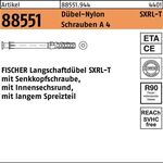Langschaftdübel R 88551 SXRL 10x140 T Schrauben A 4/Dübel-Nylon 50Stück FISCHER - VPE: 50