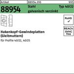 Hakenkopfgewindeplatte R 88954 Typ 40/22 M8 Stahl galv.verz. 100 Stück - VPE: 100