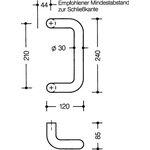 Stoßgriff 550.30GKLT PA ma Farb-Nr.92 A.210mm L.240mm B.120mm HEWI
