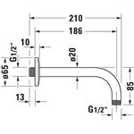 Duravit Brausearm rd Ros 210mm Anschlussgröße DN 15 chrom