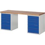 Werkbank Ser.BK 650 B2000xT700xH840mm Buche lichtgrau enzianblau 12Schubl.PROMAT
