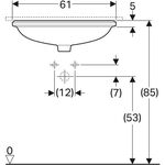 Geberit Unterbauwaschtisch VariForm elliptisch 610x460mm o HL o ÜL weiß KT