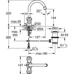 Grohe Waschtisch-Einlochbatterie COSTA 1/2Zoll ZAG 1 1/4Zoll chr
