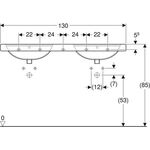 Geberit Doppelwaschtisch PRECIOSA 1300x550mm o HL mit Überlauf weiß KT