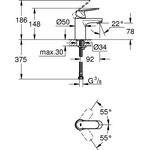 Grohe EH-WTbatt EUROSMART C 1/2Zoll S-Size glatter Körper chr