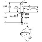 Grohe EH-WTbatt EUROSMART C 1/2Zoll M-Size glatter Körper chr