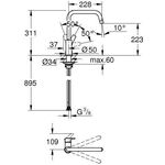 Grohe EH-Spb EUROSMART Vor-Fenster-Montage, hoher Auslauf chrom