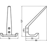 Huthaken 0032 zweifach A.89mm Alu.silberf.elox.H.127mm Hermeta
