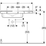 Geberit Waschtisch RENOVA COMFORT 810x550mm m HL o ÜL Abl. rechts weiß
