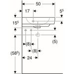 Geberit Eckwaschtisch RENOVA COMPACT Schenkell. 50cm m HL m Überlauf weiß KT