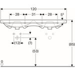Geberit Doppelwaschtisch ACANTO 1200x482mm o HL m Überlauf weiß KeraTect
