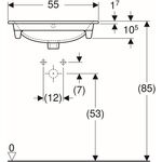 Geberit Möbelwaschtisch RENOVA PLAN mit Hahnloch mit Überlauf 550x480mm weiß