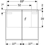 Geberit Spiegelschrank OPTION mit Beleuchtung, 2 Türen 750x700x150mm
