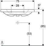 Geberit Waschtisch iCon Light 750x480mm m Abl. o HL mit Überlauf weiß
