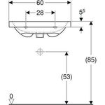 Geberit Waschtisch iCon Light 600x420mm verk. Ausldg o HL o ÜL weiß