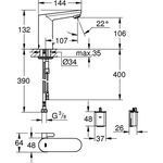 Grohe Infrarot-Elektronik EUROSMART CE 1/2Zoll m Mischung 6 V Batt chr