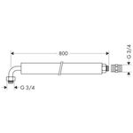 HG Anschlussrohr flexibel, mit Winkelstück 90Grad 800mm