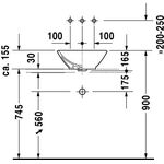 Duravit Aufsatzbecken BACINO m ÜL o HLB 420x420mm ohne Hahnloch weiß