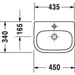 Duravit Handwaschbecken D-CODE MED o ÜL m HLB 450x340mm ohne Hahnloch weiß
