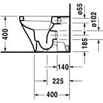 Duravit Stand-WC DURASTYLE BACK-TO-WALL tief, 370x570mm, Abgang waagerecht weiß