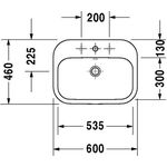 Duravit Einbauwaschtisch HAPPY D.2 m ÜL HLB 600x460mm 3 Hahnlöcher weiß