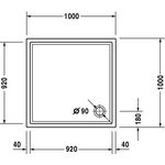 Duravit Quadrat-Duschwanne STARCK SLIML mit Antislip 1000x1000x50mm weiß
