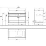 V&B Waschtischunterschrank VENTICELLO 957x606x502mm Griff Copper Glossy Grey