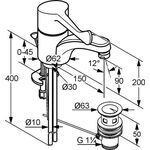 Kludi Waschtisch-EHM MEDI-CARE DN 15 starr Ala Ablgrt G 1 1/4Zoll chr