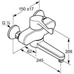 Kludi Waschtisch-EHM MEDI-CARE DN 15 Ausladung 245mm S-Anschlüsse chr