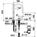 Laufen 2-Loch Waschtischmischer KARTELL 166mm mit Ablaufventil chrom