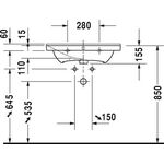 Duravit Möbelwaschtisch P3 Comforts m ÜL HLB 650x500mm 3 Hahnlöcher weiß