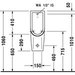 Duravit Urinal STARCK 3 RIMLESS 245x300mm Zul v hint o Fliege HG weiß