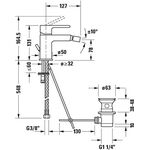 Duravit Einhebel-Bidetmischer B.2 mit Zugstangen-Ablaufgarnitur chrom