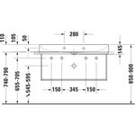 Duravit Waschtisch DURASQUARE o ÜL m HLB geschli 1000x470mm 1 HL weiß