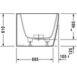 Duravit Badewanne DURASQUARE 180x80 Ecke rechts 2 Rückenschrägen weiß