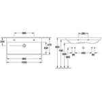 V&B Schrankwaschtisch AVENTO 1000x470mm f 2x 1-L Arm ge m ÜL St w C+