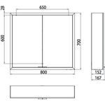 Emco LED-Lichtspiegelschrank PRIME AP 800x700mm 2-tü m LP aluminium/spiegel
