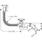 Ab-/Überlaufgarnitur AXOR FLEXAPLUS S m Fs für Sonderwannen brushed nickel