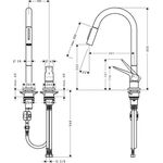 2-L Einhebel-Spültischmischer AXOR CITTE DN 15, mit Ausziehbrause brushed brass