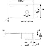 V&B Einbauspüle SUBWAY STYLE 50 FLAT 880x490mm Be re Handbet. ebony
